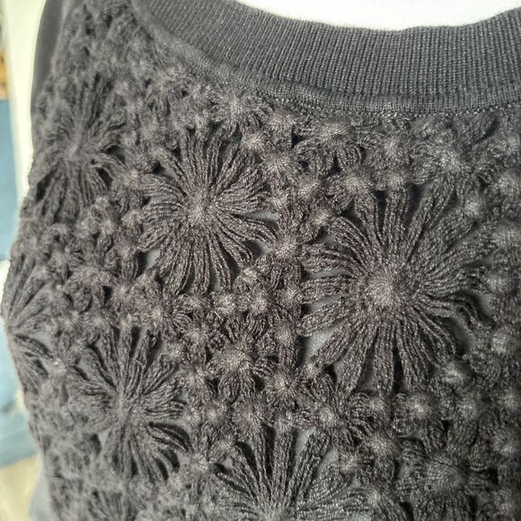 Anthropologie Cluny Embroidered Black Silk Cashmere Blend Dress Size Medium - Picture 3 of 11